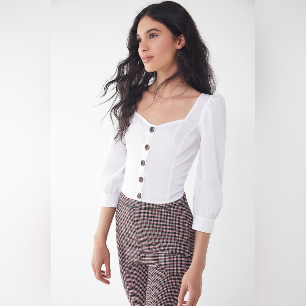 Women’s Urban Outfitters Chloe Balloon Sleeve Button-Down Top Size Medium - Picture 2 of 8